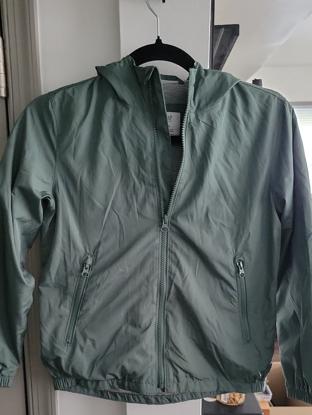 GAP Kids Olive Green Hooded Windbreaker Jacket